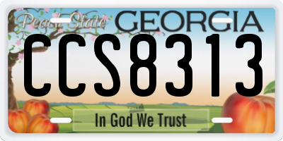 GA license plate CCS8313