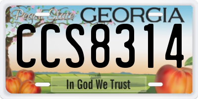 GA license plate CCS8314