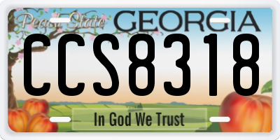 GA license plate CCS8318