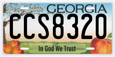 GA license plate CCS8320