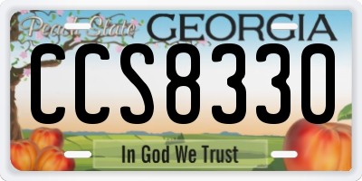 GA license plate CCS8330