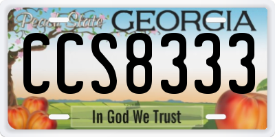 GA license plate CCS8333