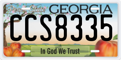 GA license plate CCS8335