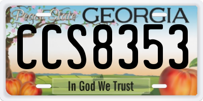 GA license plate CCS8353