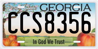GA license plate CCS8356