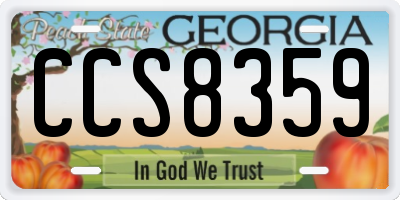 GA license plate CCS8359