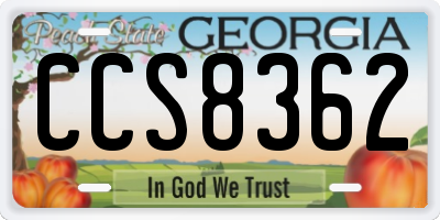 GA license plate CCS8362