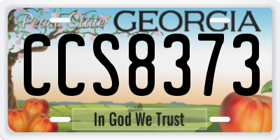GA license plate CCS8373