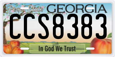 GA license plate CCS8383