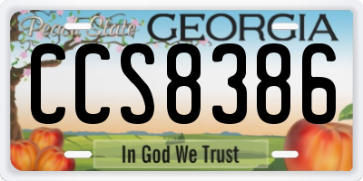 GA license plate CCS8386