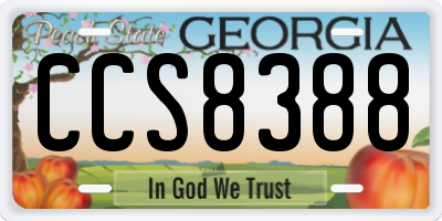 GA license plate CCS8388