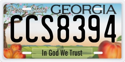 GA license plate CCS8394
