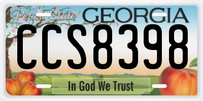 GA license plate CCS8398