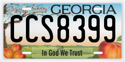 GA license plate CCS8399