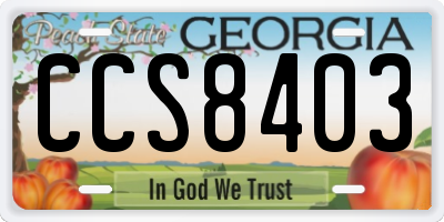 GA license plate CCS8403