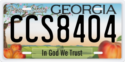 GA license plate CCS8404
