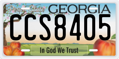 GA license plate CCS8405