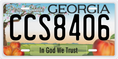 GA license plate CCS8406