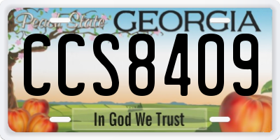 GA license plate CCS8409