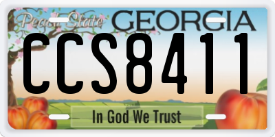GA license plate CCS8411