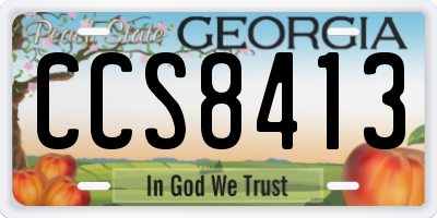 GA license plate CCS8413