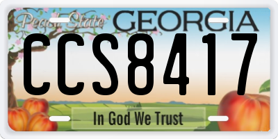 GA license plate CCS8417