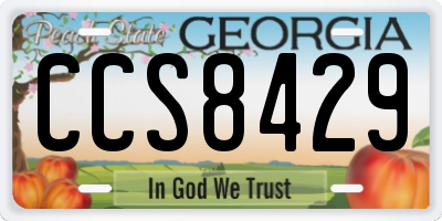 GA license plate CCS8429