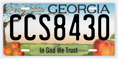 GA license plate CCS8430