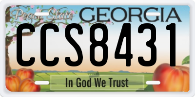 GA license plate CCS8431
