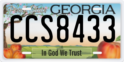 GA license plate CCS8433