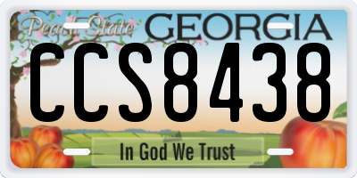 GA license plate CCS8438