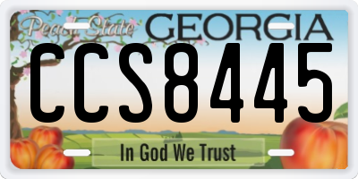 GA license plate CCS8445