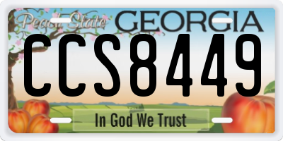 GA license plate CCS8449