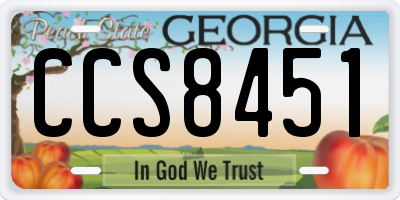 GA license plate CCS8451