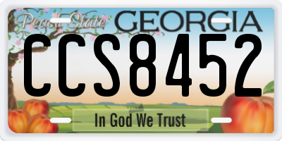 GA license plate CCS8452