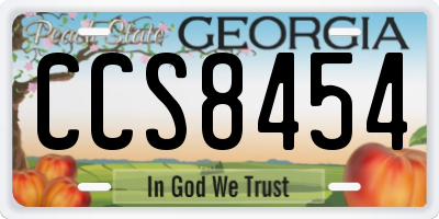 GA license plate CCS8454