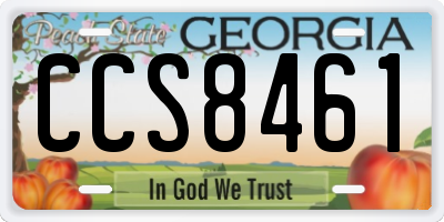 GA license plate CCS8461