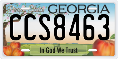 GA license plate CCS8463