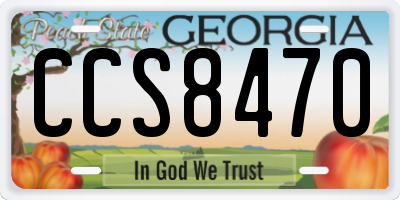 GA license plate CCS8470