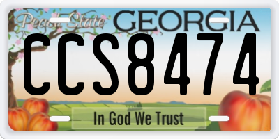 GA license plate CCS8474