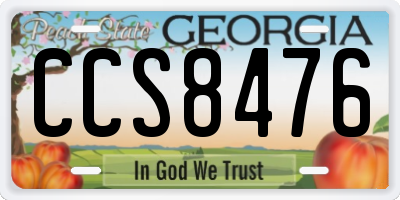 GA license plate CCS8476