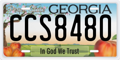 GA license plate CCS8480