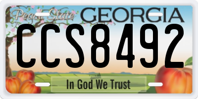 GA license plate CCS8492