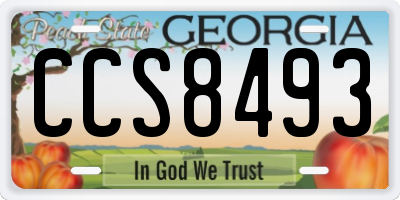 GA license plate CCS8493