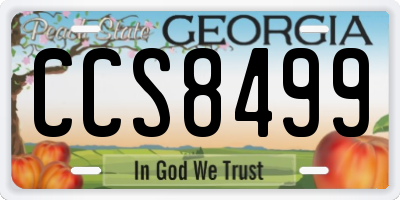 GA license plate CCS8499