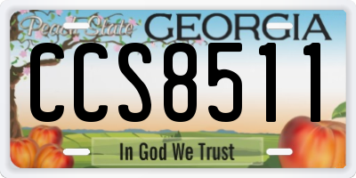 GA license plate CCS8511