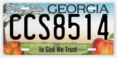 GA license plate CCS8514