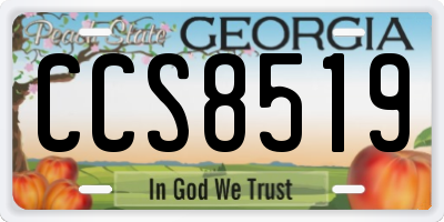 GA license plate CCS8519