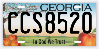 GA license plate CCS8520