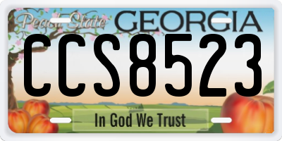 GA license plate CCS8523